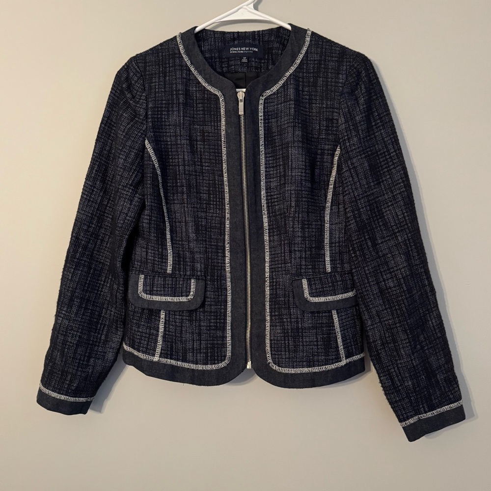 Jones New York Navy Textured Blazer (A2-8)